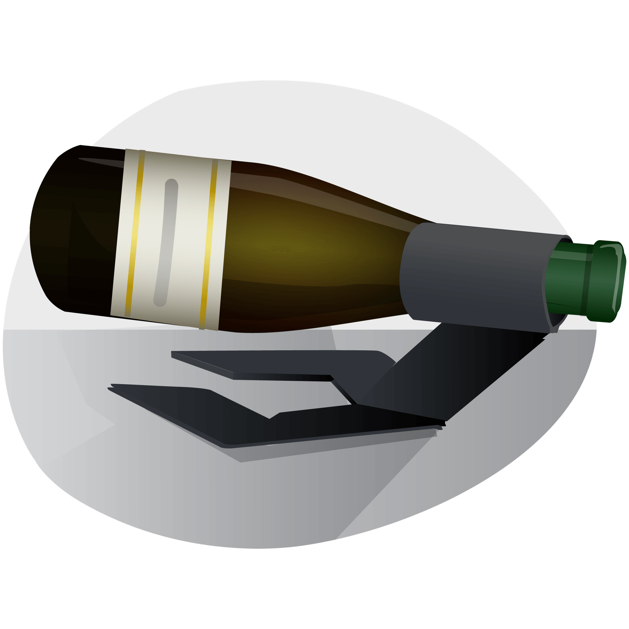 Wine bottle in DIY welded floating wine bottle holder
